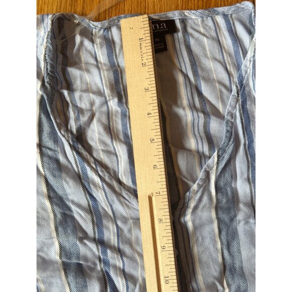 Ana Blue & White Striped Rayon Tie-Front Blouse Top XL - Picture 7 of 11